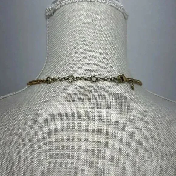 J. Crew Gold Toned Rhinestone Crystal Cluster Statement Necklace - Picture 3 of 8